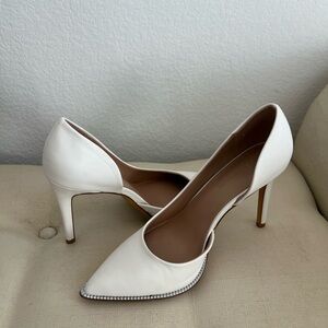 BCBGeneration White Heels with Rhinestone Accent